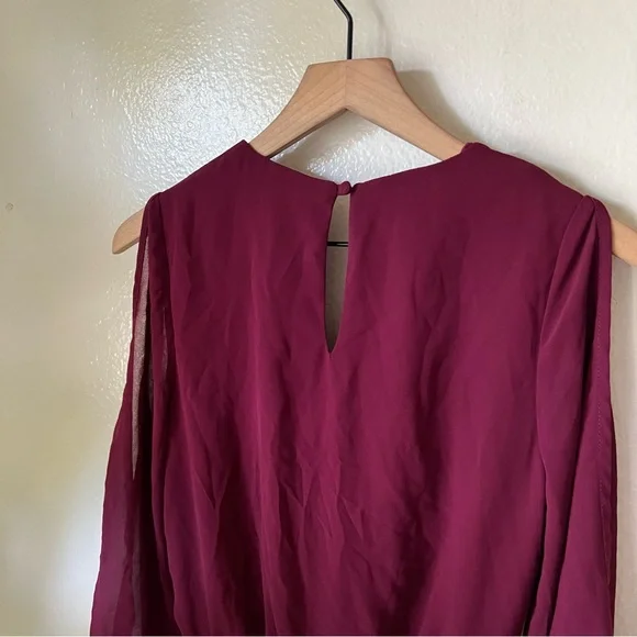 Lulus | Luck and Love Burgundy Three-Quarter Sleeve Romper - Picture 8 of 8